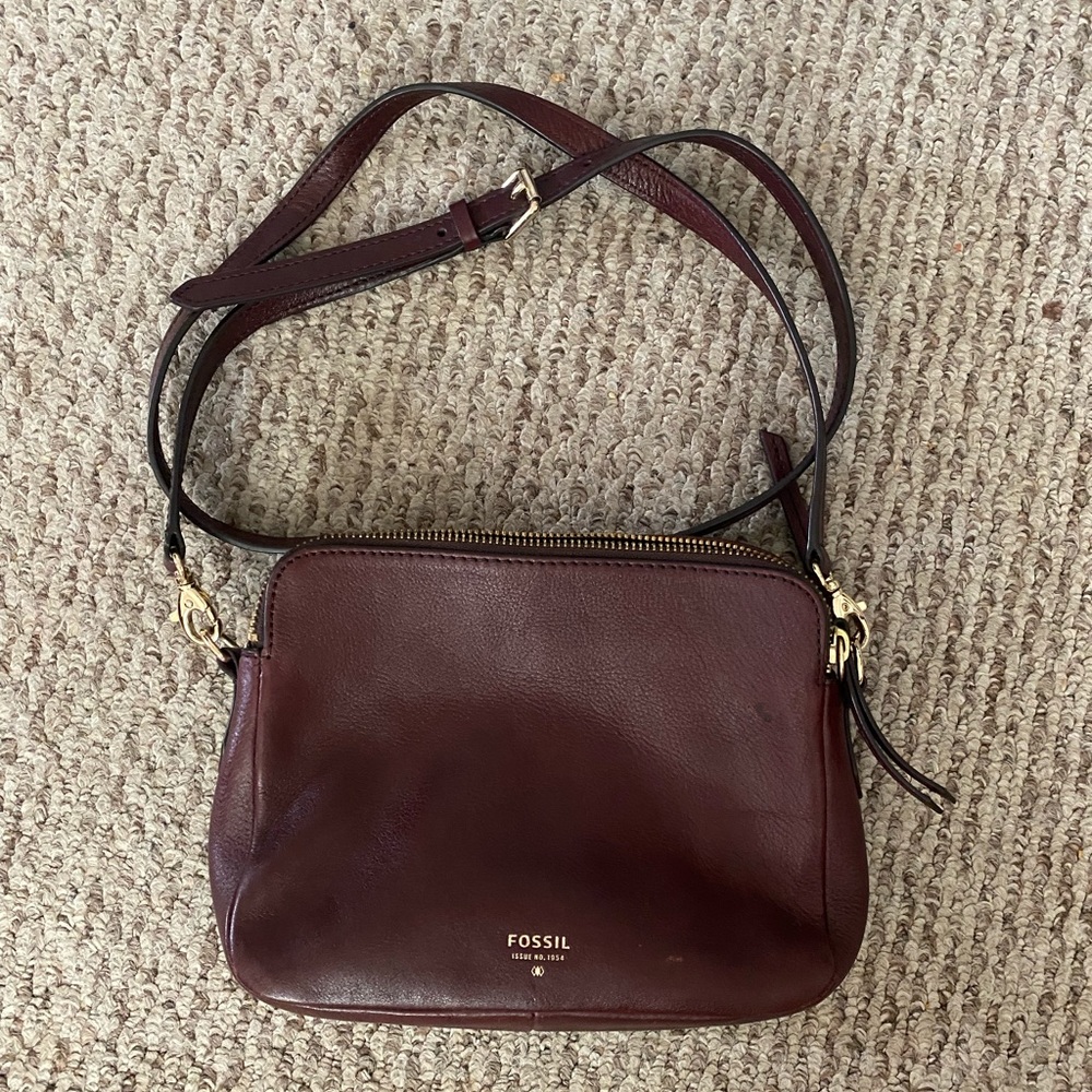 Purple Leather Fossil Crossbody Bag
